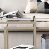 VITTSJÖ مجموعة طاولات، طقم من 2, بيج فاتح/زجاج, ‎90x50 سم‏