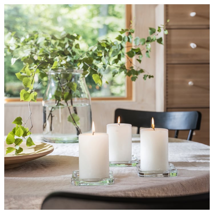 ADLAD scented pillar candle, Scandinavian Woods/white, 30 hr IKEA