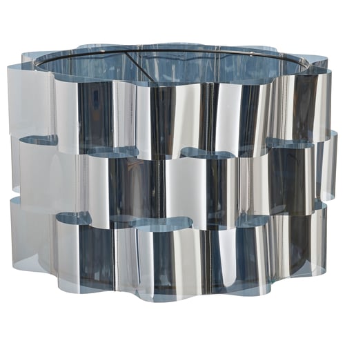 ÄLVSTARR silver lampshade, wavy pet plastic design, great light reflector.