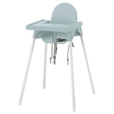 ANTILOP Highchair with tray, grey-blue/white
