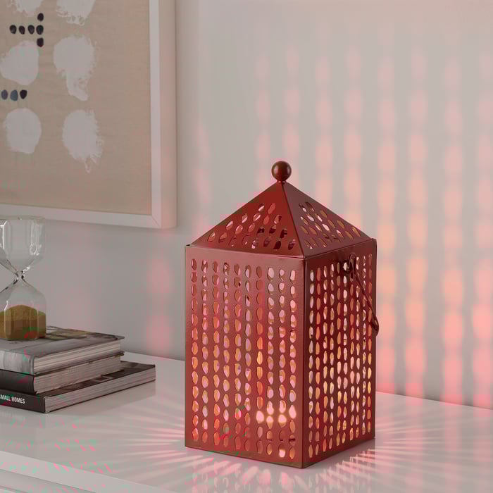 AROMATISK Lantern for tealight, red, 31 cm IKEA