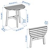 ASKHOLMEN Table for wall+1 fold chr, outdoor, dark brown, 70x44 cm
