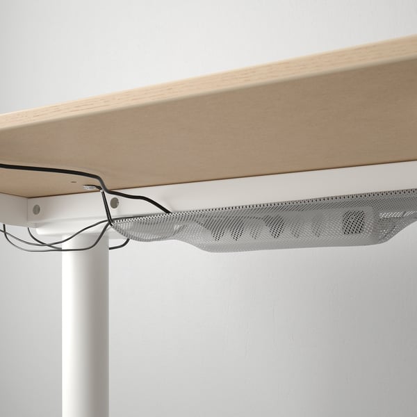BEKANT Desk sit/stand, white stained oak veneer/white, 160x80 cm