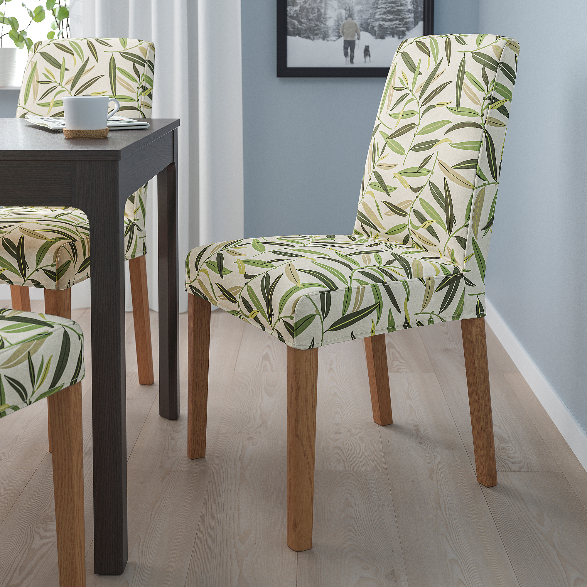 BERGMUND Chair, oak effect/Fågelfors multicolour