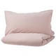 BERGPALM Quilt cover and 2 pillowcases, pink/stripe, 240x220/50x80 cm