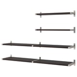 BERGSHULT / GRANHULT Wall shelf combination, brown-black/nickel-plated, 160x30 cm