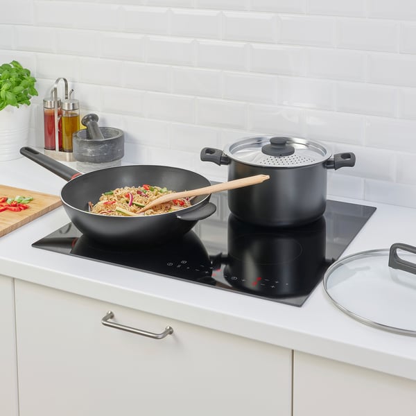 BESINNING Wok with lid, non-stick coating, 32 cm