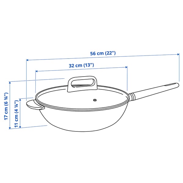 BESINNING Wok with lid, non-stick coating, 32 cm