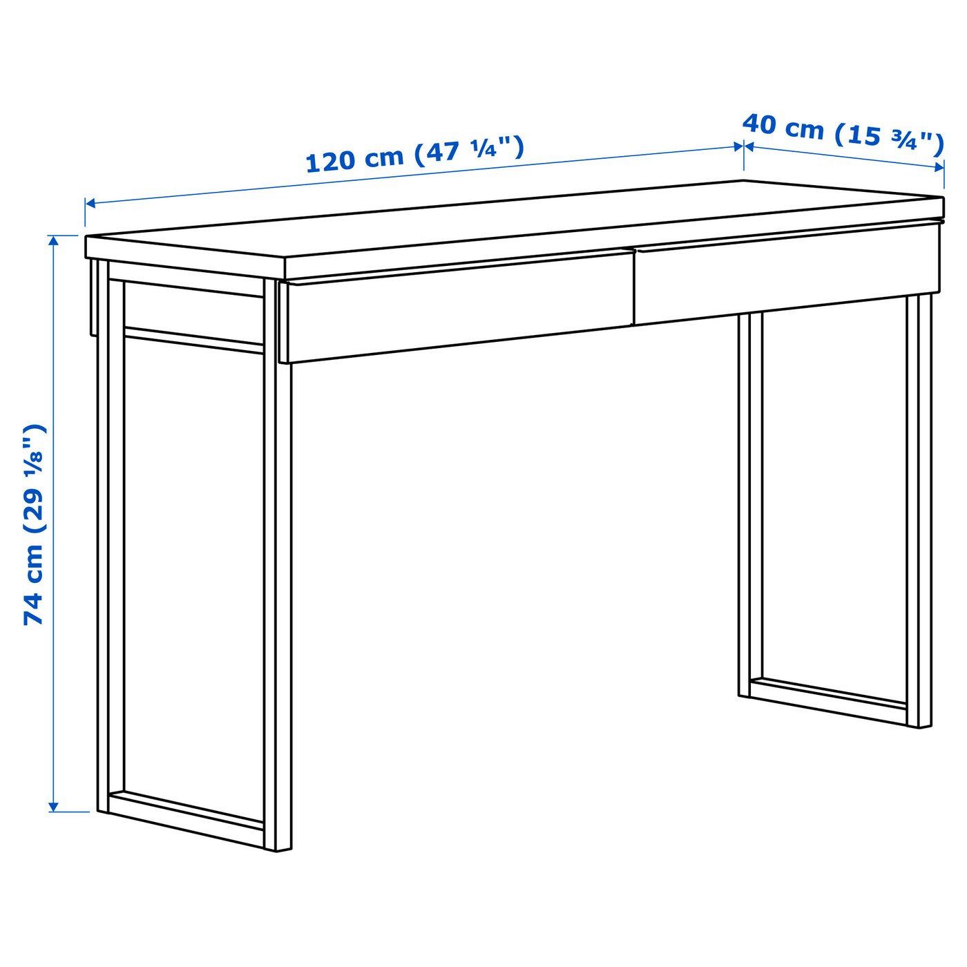 BESTÅ BURS desk, high-gloss white, 120x40 cm - IKEA