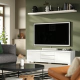BESTÅ BURS TV bench, high-gloss white, 180x41x49 cm