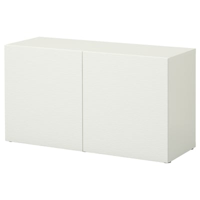 BESTÅ Shelf unit with doors, Laxviken white, 120x42x64 cm