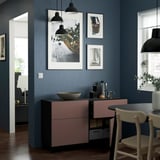 BESTÅ Storage combination w doors/drawers, black-brown/Hjortviken/Stubbarp brown, 120x42x74 cm