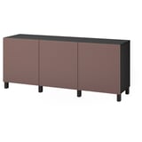 BESTÅ Storage combination with doors, black-brown/Hjortviken/Stubbarp brown, 180x42x74 cm