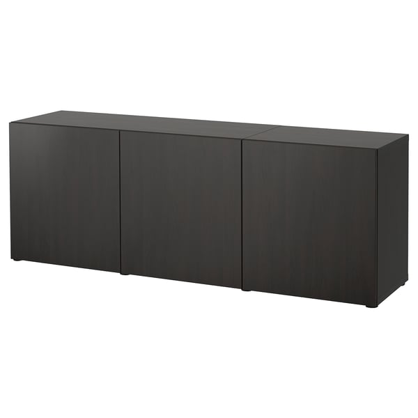 BESTÅ Storage combination with doors, black-brown/Lappviken black-brown, 180x42x65 cm
