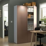 BESTÅ Storage combination with doors, white/Lappviken light grey-brown, 120x42x193 cm
