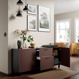 BESTÅ Storage combination with drawers, black-brown/Hjortviken brown, 180x42x74 cm