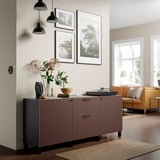 BESTÅ Storage combination with drawers, black-brown/Hjortviken brown, 180x42x74 cm