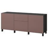 BESTÅ Storage combination with drawers, black-brown/Hjortviken brown, 180x42x74 cm