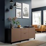 BESTÅ Storage combination with drawers, black-brown/Lappviken/Stubbarp light grey-brown, 180x42x74 cm