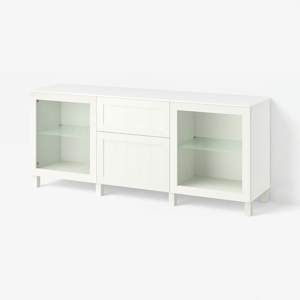 BESTÅ Storage combination with drawers, Sindvik white/Pipmakare white, 180x42x75 cm
