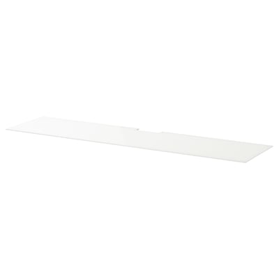 White BESTÅ glass top panel for tv bench, sleek & glossy.