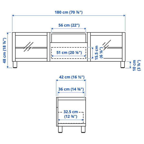 BESTÅ TV bench, white/Sutterviken/Kabbarp white, 180x42x48 cm