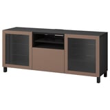 BESTÅ TV bench with drawers, black-brown Sindvik/Lappviken/Stubbarp light grey-brown, 180x42x74 cm