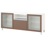 BESTÅ TV bench with drawers, white Sindvik/Lappviken/Stubbarp light grey-brown, 180x42x74 cm