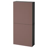 BESTÅ Wall cabinet with 2 doors, black-brown/Hjortviken brown, 60x22x128 cm