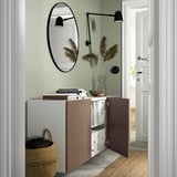 BESTÅ Wall-mounted cabinet combination, white/Lappviken light grey-brown, 180x42x64 cm