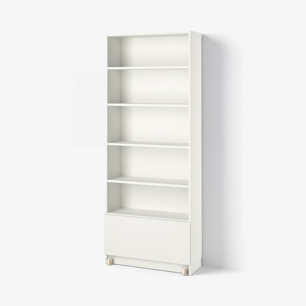 BILLY Bookcase with drawer, white, 80x30x202 cm