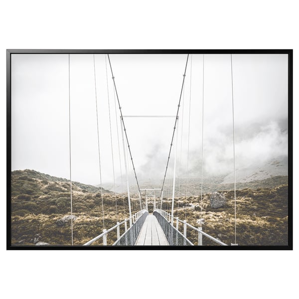 BJÖRKSTA Picture with frame, other side of the bridge/black, 200x140 cm