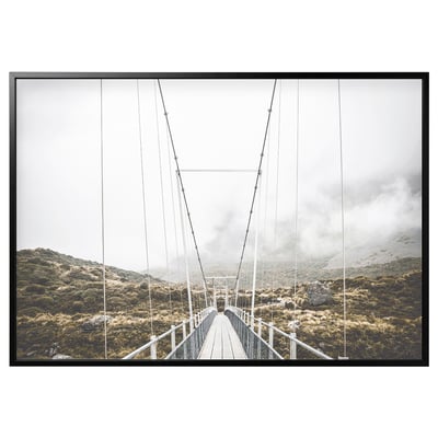 BJÖRKSTA Picture with frame, other side of the bridge/black, 200x140 cm