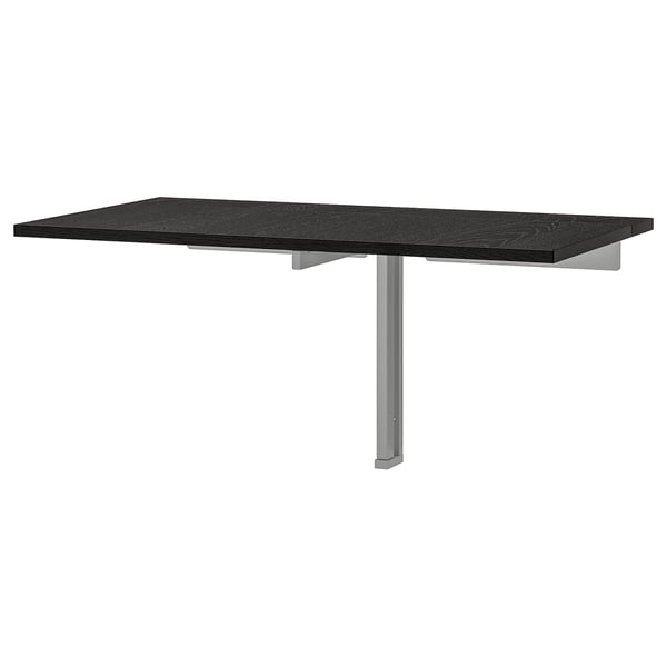 BJURSTA Wall-mounted drop-leaf table, brown-black, 90x50 cm