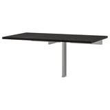 BJURSTA Wall-mounted drop-leaf table, brown-black, 90x50 cm