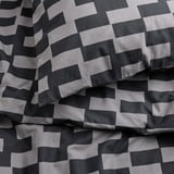 BLÅSKATA Duvet cover and pillowcase, grey/black patterned, 150x200/50x80 cm