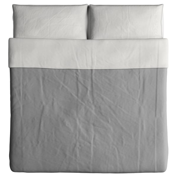 BLÅVINDA Quilt cover and 2 pillowcases, grey, 240x220/50x80 cm