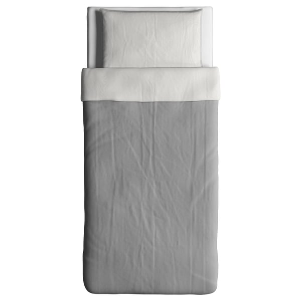 BLÅVINDA Quilt cover and pillowcase, grey, 150x200/50x80 cm
