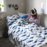 BLÅVINGAD Duvet cover and pillowcase, whale pattern blue/white, 150x200/50x80 cm
