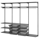 BOAXEL Wardrobe combination, anthracite/metal, 245x40x201 cm