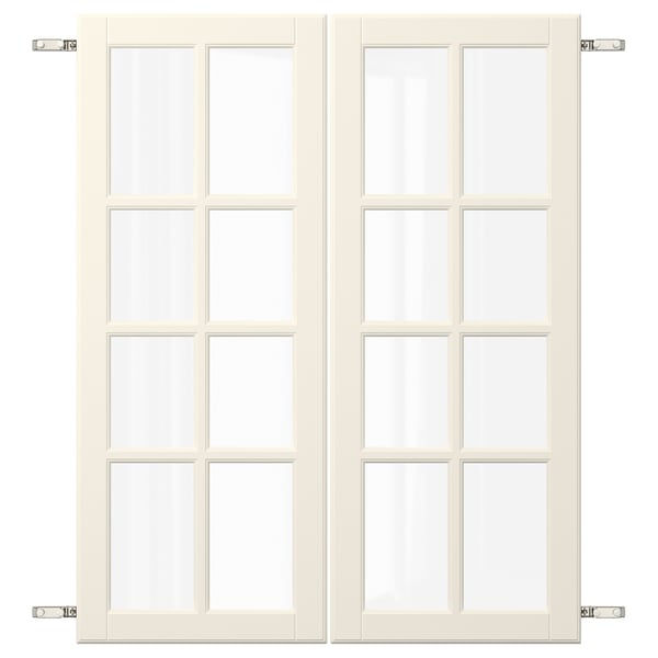 BODBYN Door pair with hinges, off-white, 80x100 cm
