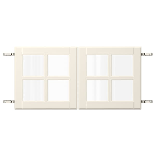 BODBYN Door pair with hinges, off-white, 80x40 cm