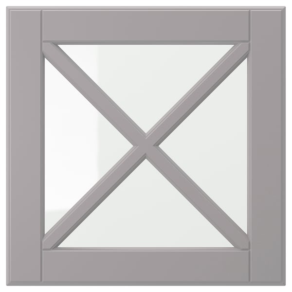 BODBYN Glass door with crossbar, grey, 40x40 cm