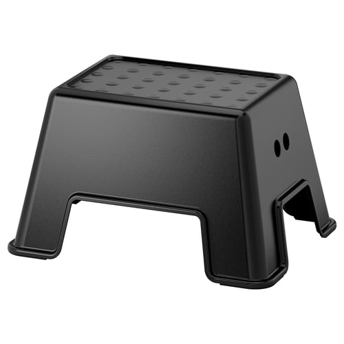 BOLMEN black step stool, square, plastic, non-slip, stable.