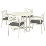 BONDHOLMEN Table+4 chairs w armrests, outdoor, white/beige/Frösön/Duvholmen dark grey