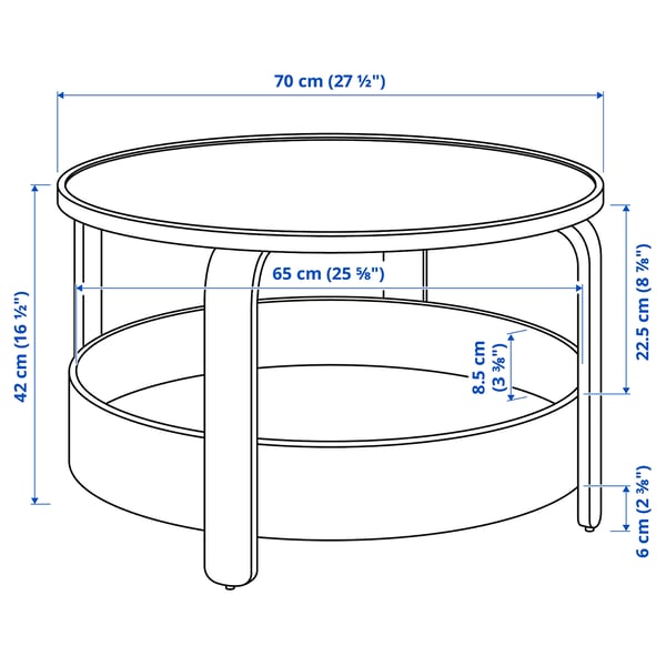BORGEBY Coffee table, black, 70 cm