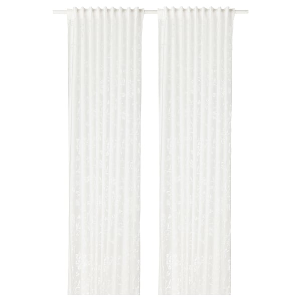 BORGHILD Sheer curtains, 1 pair, white/with heading tape, 145x300 cm