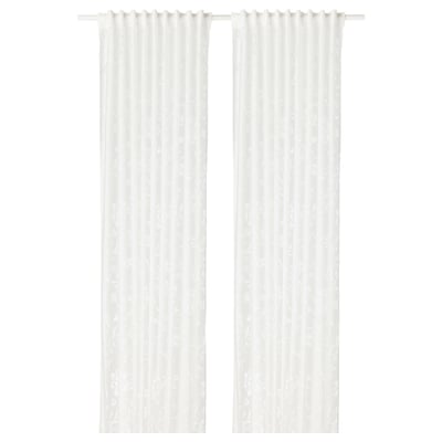 BORGHILD Sheer curtains, 1 pair, white/with heading tape, 145x300 cm