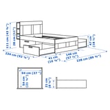 BRIMNES Bed frame w storage and headboard, white/Luröy, 140x200 cm