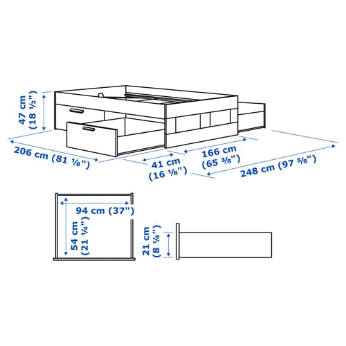 Illustration with measurements for the product: BRIMNES.